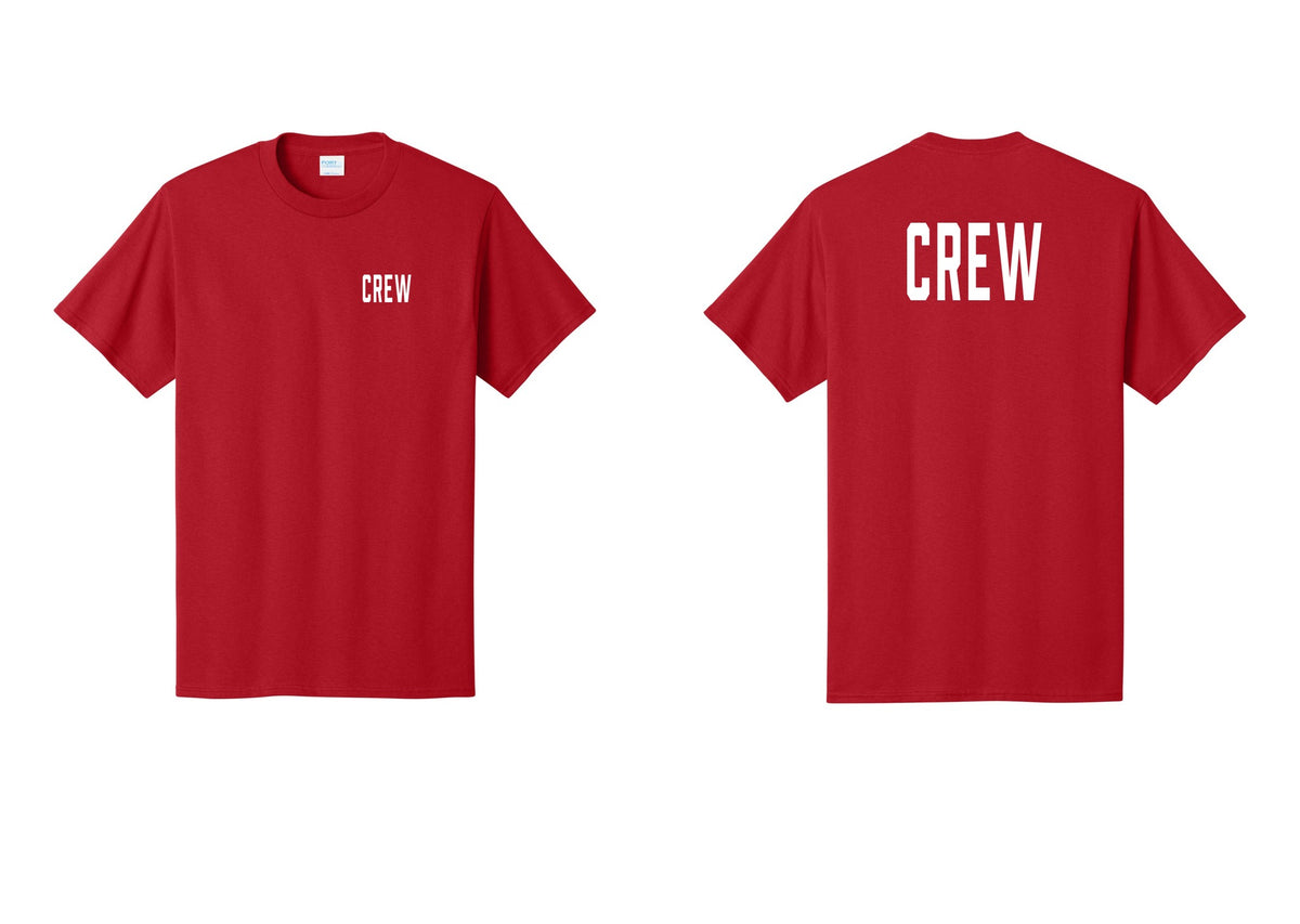 NYC Factory Crew T-Shirt, Condensed Lettering - Chest + Back - Red