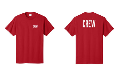 NYC Factory Crew T-Shirt, Condensed Lettering - Chest + Back - Red
