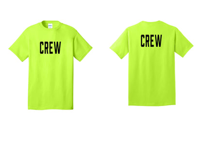 NYC Factory Crew T-Shirt, Condensed Lettering - Front + Back - Safety Green
