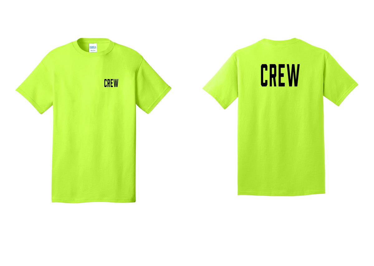 NYC Factory Crew T-Shirt, Condensed Lettering - Chest + Back - Safety Green