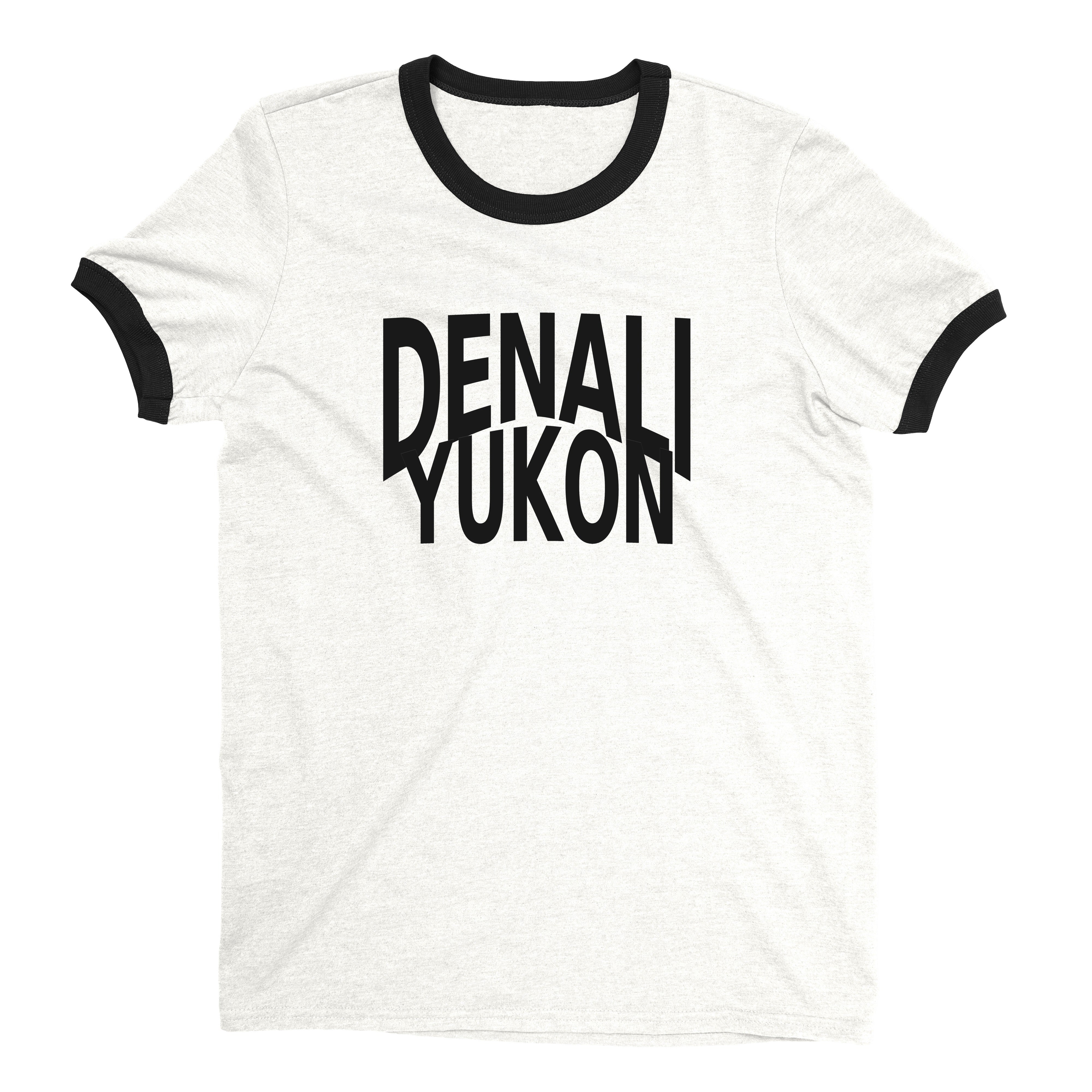 Denali National Park Ringer Tee Retro Style Men's T-Shirt - NYC Factory - White