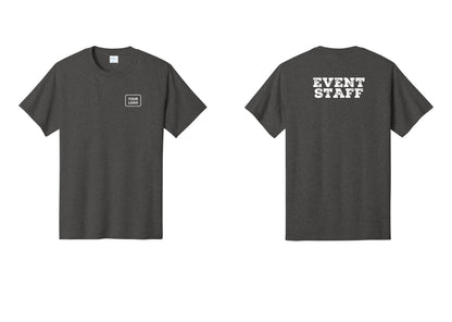 NYC Factory Custom Logo Event Staff T-Shirt - Your Logo + Back - Dark Heather Grey