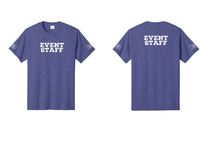 NYC Factory Custom Logo Event Staff T-Shirt - Front + Back + Your Logo Sleeves - Heather Purple
