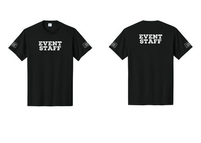 NYC Factory Custom Logo Event Staff T-Shirt - Front + Back + Your Logo Sleeves - Black