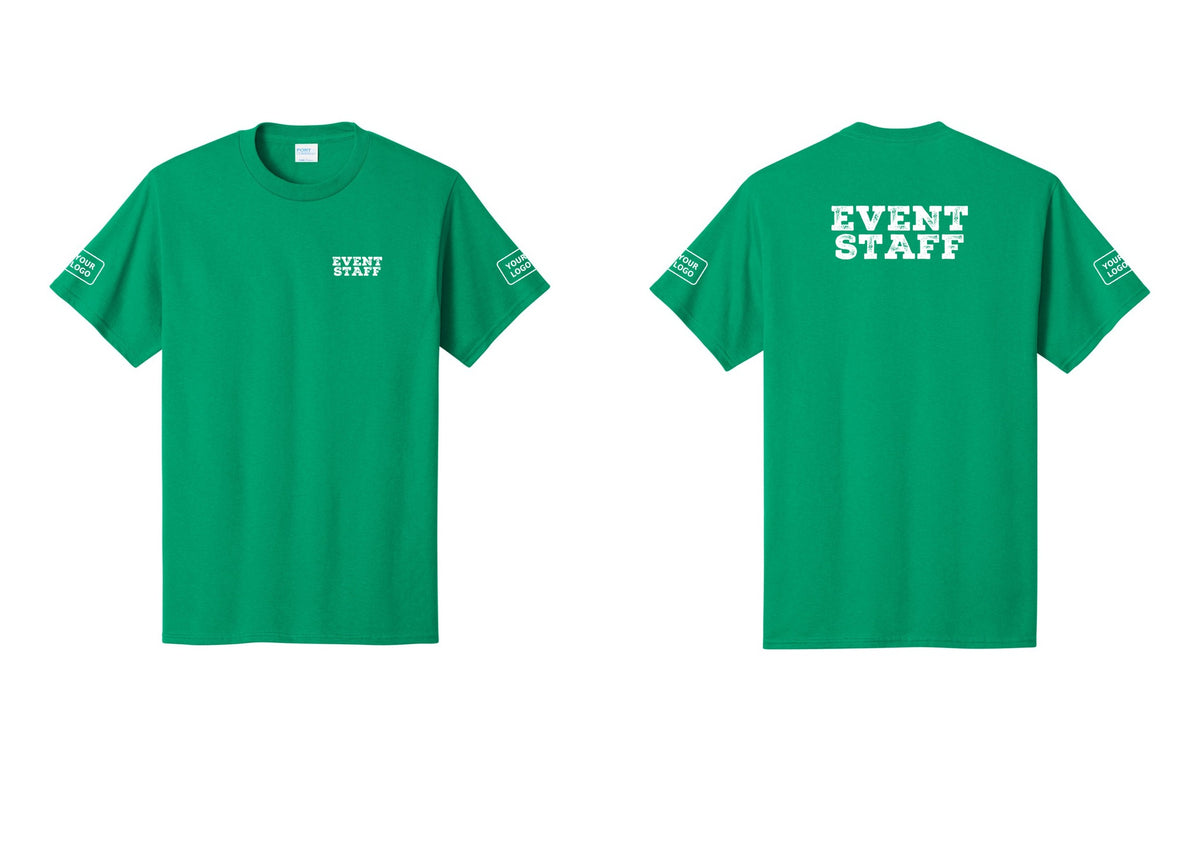 NYC Factory Custom Logo Event Staff T-Shirt - Chest + Back + Your Logo Sleeves - Kelly