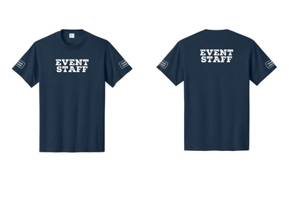 NYC Factory Custom Logo Event Staff T-Shirt - Front + Back + Your Logo Sleeves - Navy