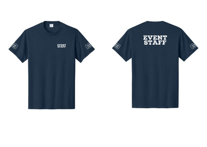 NYC Factory Custom Logo Event Staff T-Shirt - Chest + Back + Your Logo Sleeves - Navy