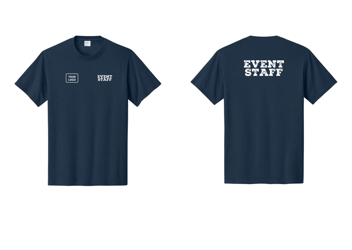 NYC Factory Custom Logo Event Staff T-Shirt - EVENT STAFF + Your Logo + Back - Navy
