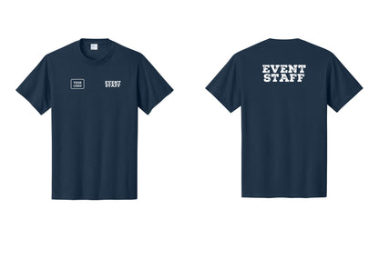 NYC Factory Custom Logo Event Staff T-Shirt - EVENT STAFF + Your Logo + Back - Navy