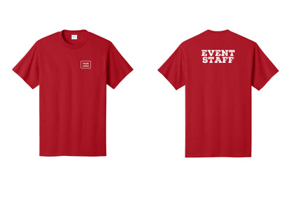 NYC Factory Custom Logo Event Staff T-Shirt - Your Logo + Back - Red