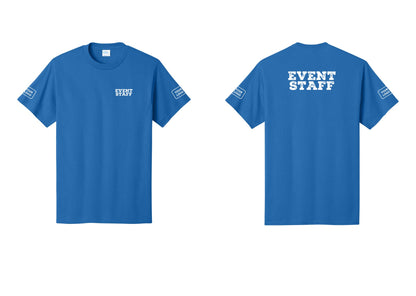 NYC Factory Custom Logo Event Staff T-Shirt - Chest + Back + Your Logo Sleeves - Royal