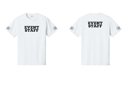 NYC Factory Custom Logo Event Staff T-Shirt - Front + Back + Your Logo Sleeves - White