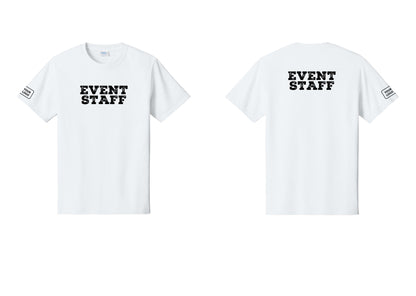 NYC Factory Custom Logo Event Staff T-Shirt - Front + Back + Your Logo Sleeve - White