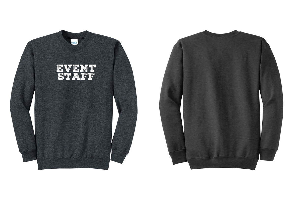 NYC Factory Event Staff Cotton Fleece Crewneck Sweatshirt (Rustic) - Front Only - Dark Heather Grey
