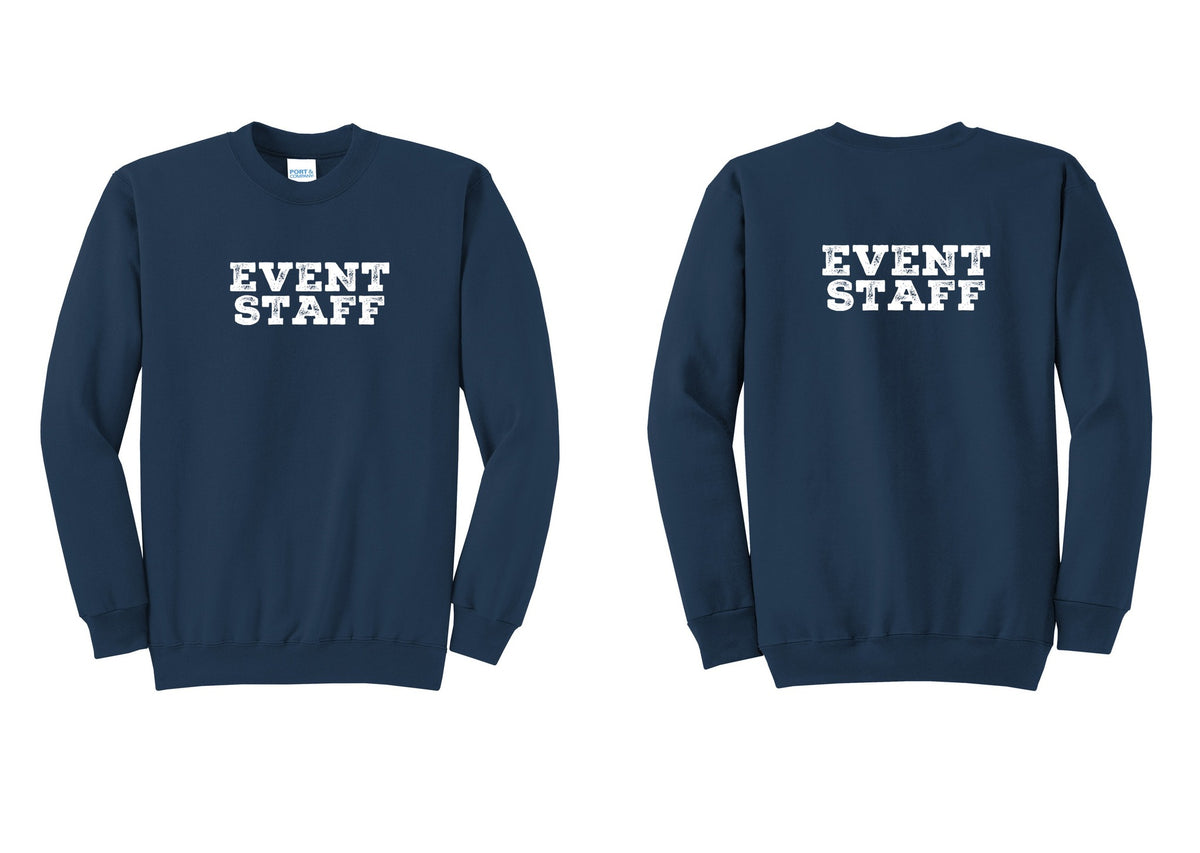 NYC Factory Event Staff Cotton Fleece Crewneck Sweatshirt (Rustic) - Front + Back - Navy