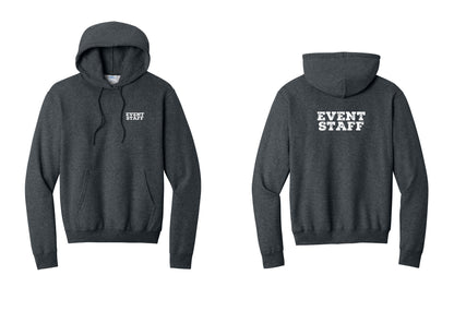 NYC Factory Event Staff Cotton Fleece Pullover Hoodie (Rustic) - Chest + Back - Dark Heather Grey