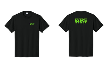 NYC Factory Event Staff T-Shirt - Chest + Back - Black / Neon