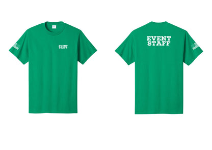 NYC Factory Event Staff T-Shirt - Chest + Back + US Flag Sleeve - Kelly