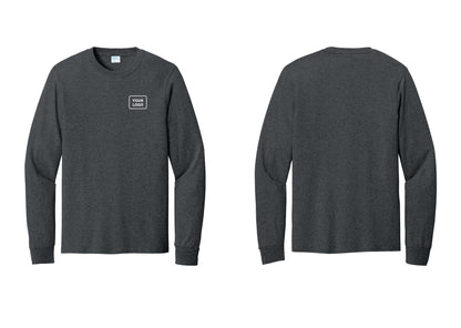 NYC Factory Custom Logo Event Staff Cotton Long Sleeve T-Shirt (Rustic) - Your Logo Only - Dark Heather Grey