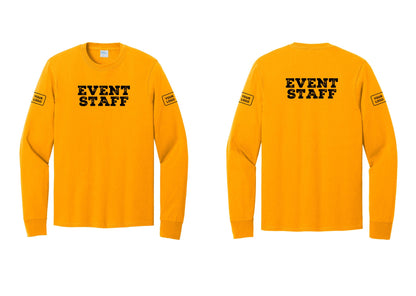 NYC Factory Custom Logo Event Staff Cotton Long Sleeve T-Shirt (Rustic) - Front + Back + Your Logo Sleeves - Gold