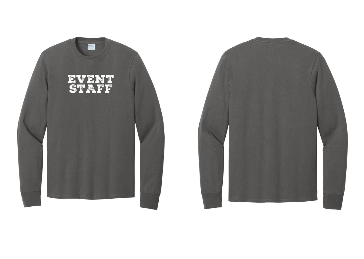 NYC Factory Event Staff Cotton Long Sleeve T-Shirt (Rustic) - Front Only - Charcoal
