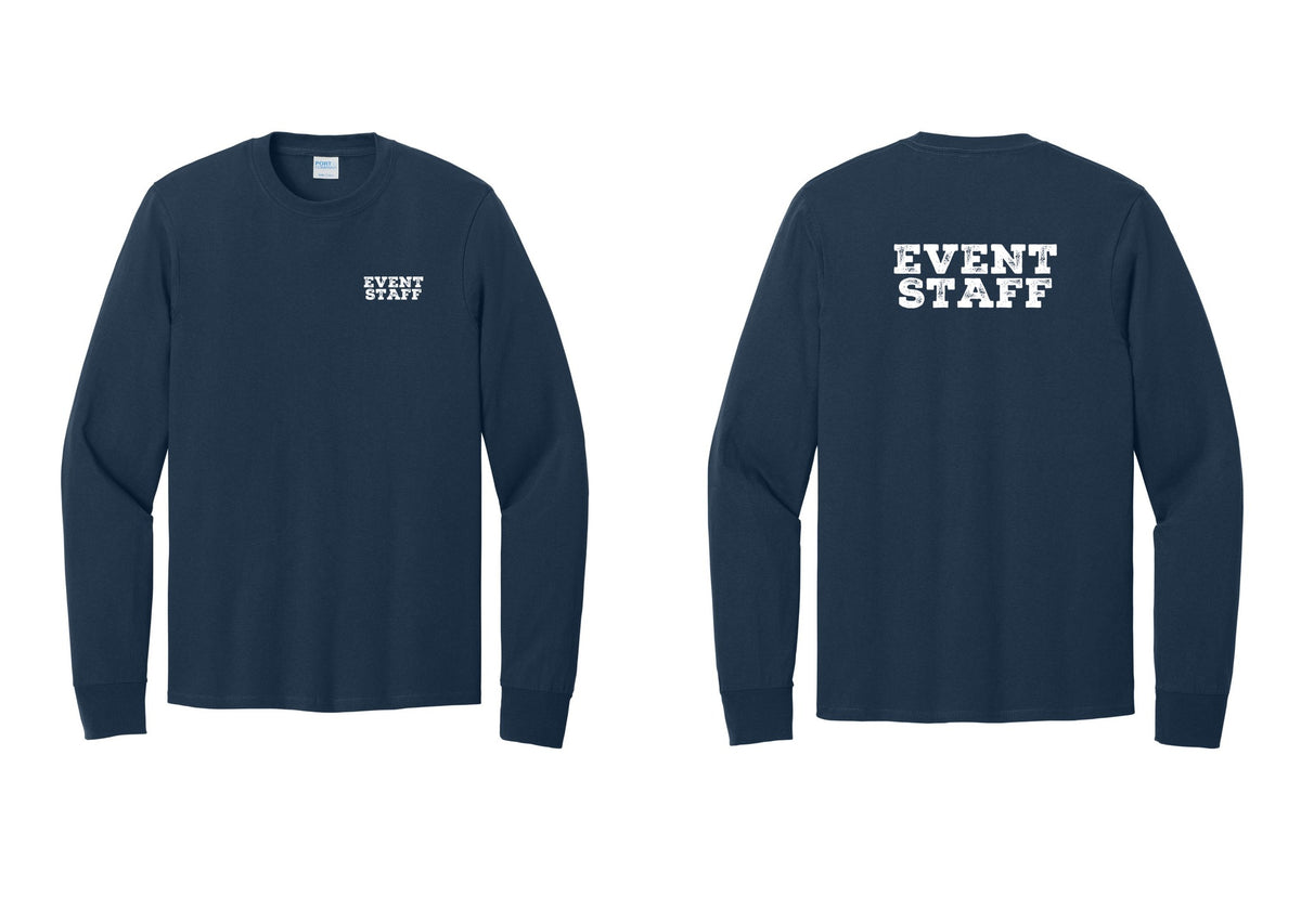 NYC Factory Event Staff Cotton Long Sleeve T-Shirt (Rustic) - Chest + Back - Navy