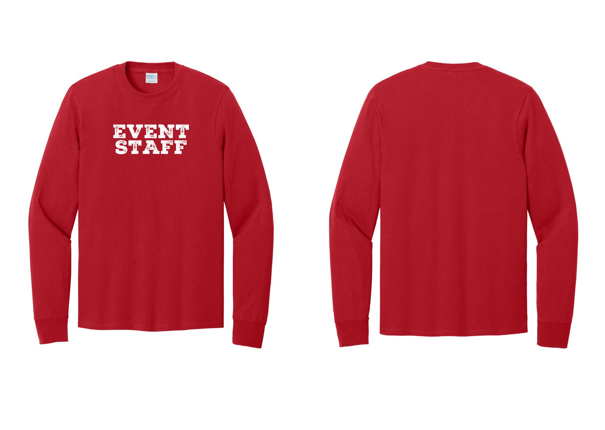NYC Factory Event Staff Cotton Long Sleeve T-Shirt (Rustic) - Front Only - Red