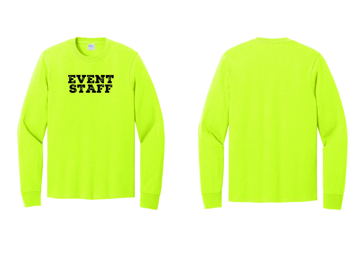 NYC Factory Event Staff Cotton Long Sleeve T-Shirt (Rustic) - Front Only - Safety Green