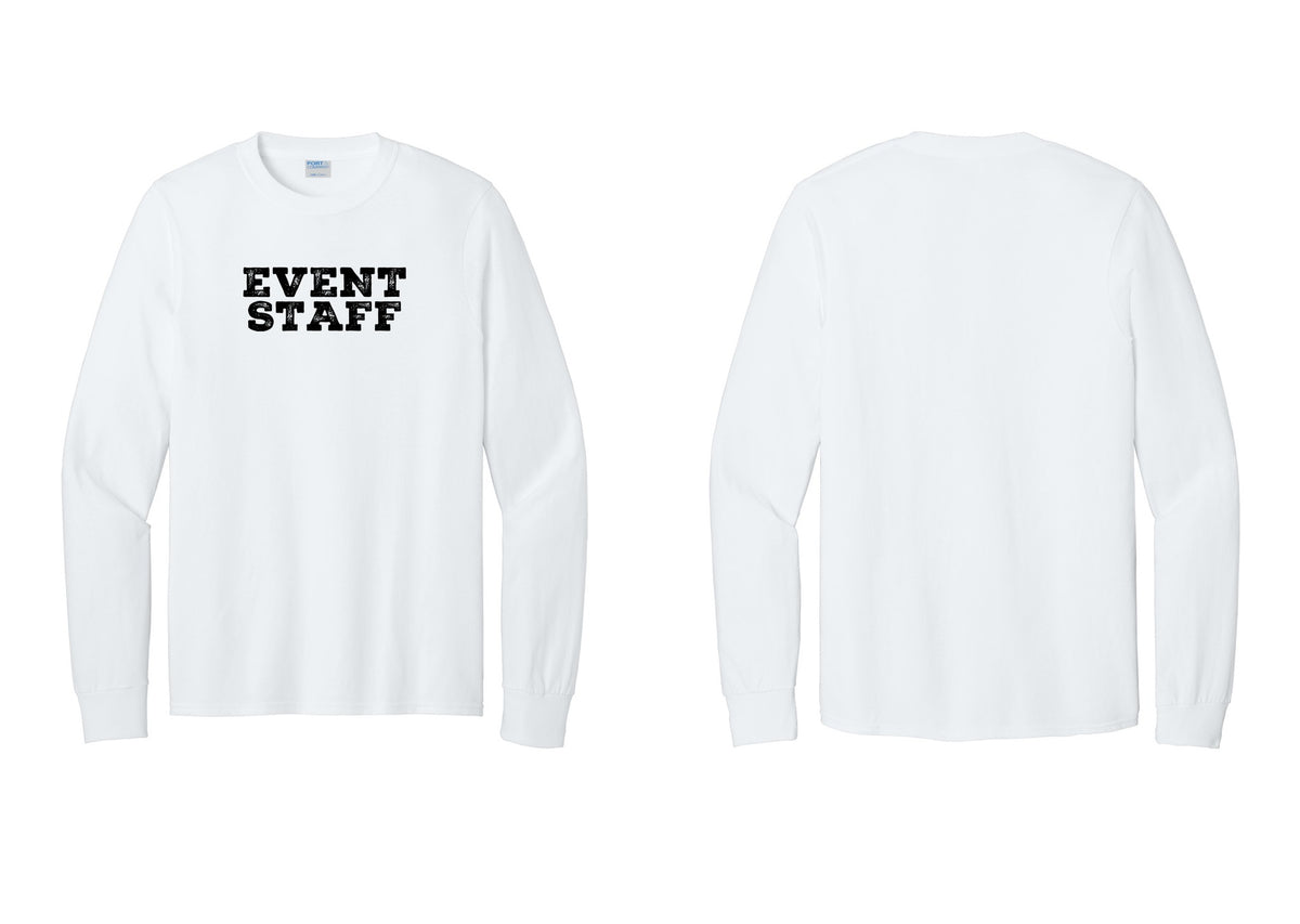 NYC Factory Event Staff Cotton Long Sleeve T-Shirt (Rustic) - Front Only - White