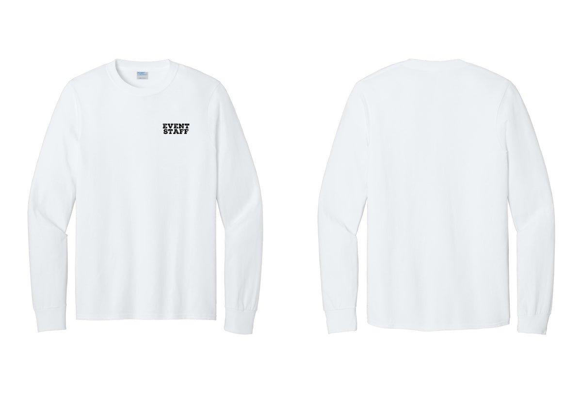 NYC Factory Event Staff Cotton Long Sleeve T-Shirt (Rustic) - Chest Only - White