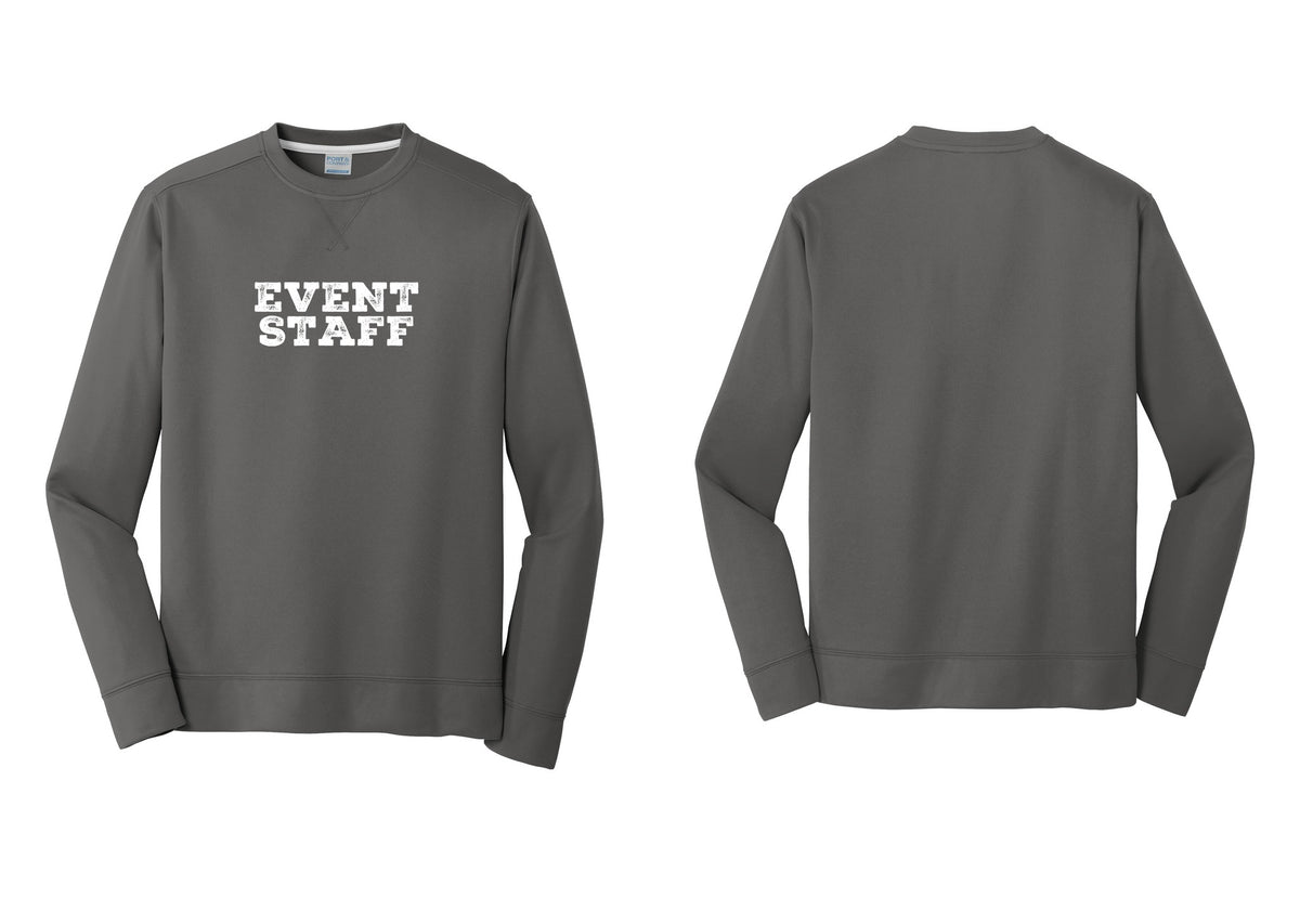 NYC Factory Event Staff Performance Fleece Crewneck Sweatshirt (Rustic) - Front Only - Charcoal