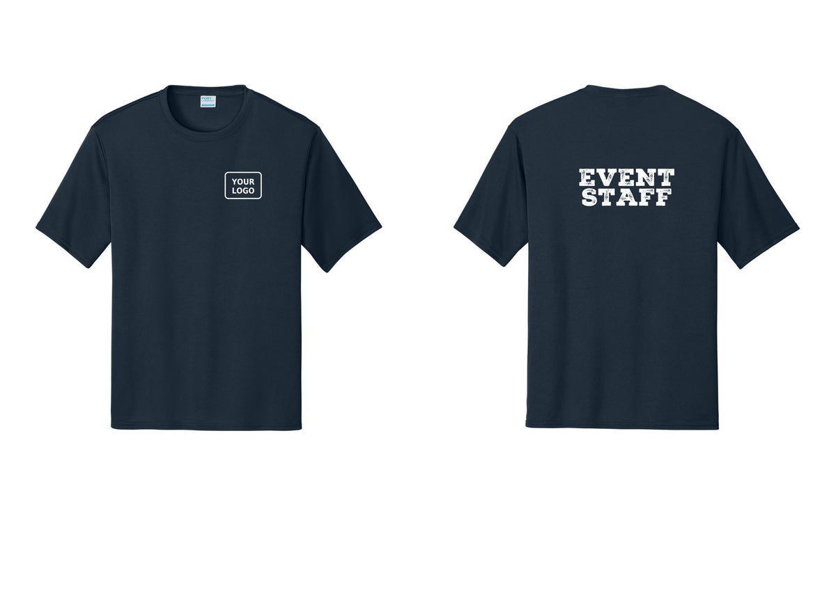 NYC Factory Custom Logo Event Staff Performance T-Shirt (Rustic) - Your Logo + Back - Navy