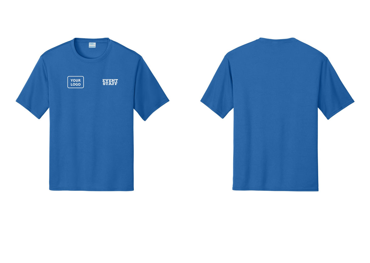 NYC Factory Custom Logo Event Staff Performance T-Shirt (Rustic) - EVENT STAFF + Your Logo - Royal