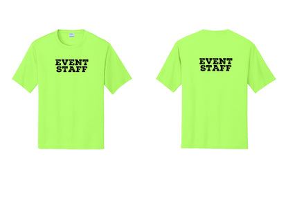 NYC Factory Event Staff Performance T-Shirt (Rustic) - Front + Back - Neon Green