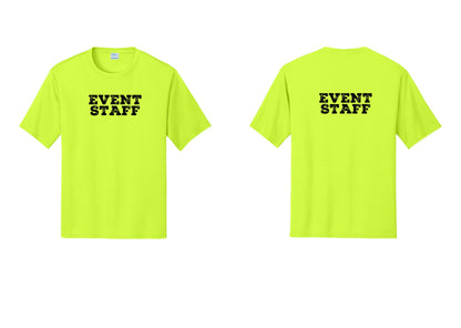 NYC Factory Event Staff Performance T-Shirt (Rustic) - Front + Back - Neon Yellow
