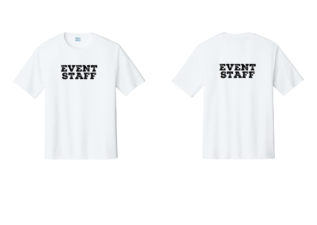 NYC Factory Event Staff Performance T-Shirt (Rustic) - Front + Back - White