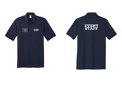 NYC Factory Custom Logo Event Staff Polo Shirt (Rustic) - EVENT STAFF + Your Logo + Back - Navy