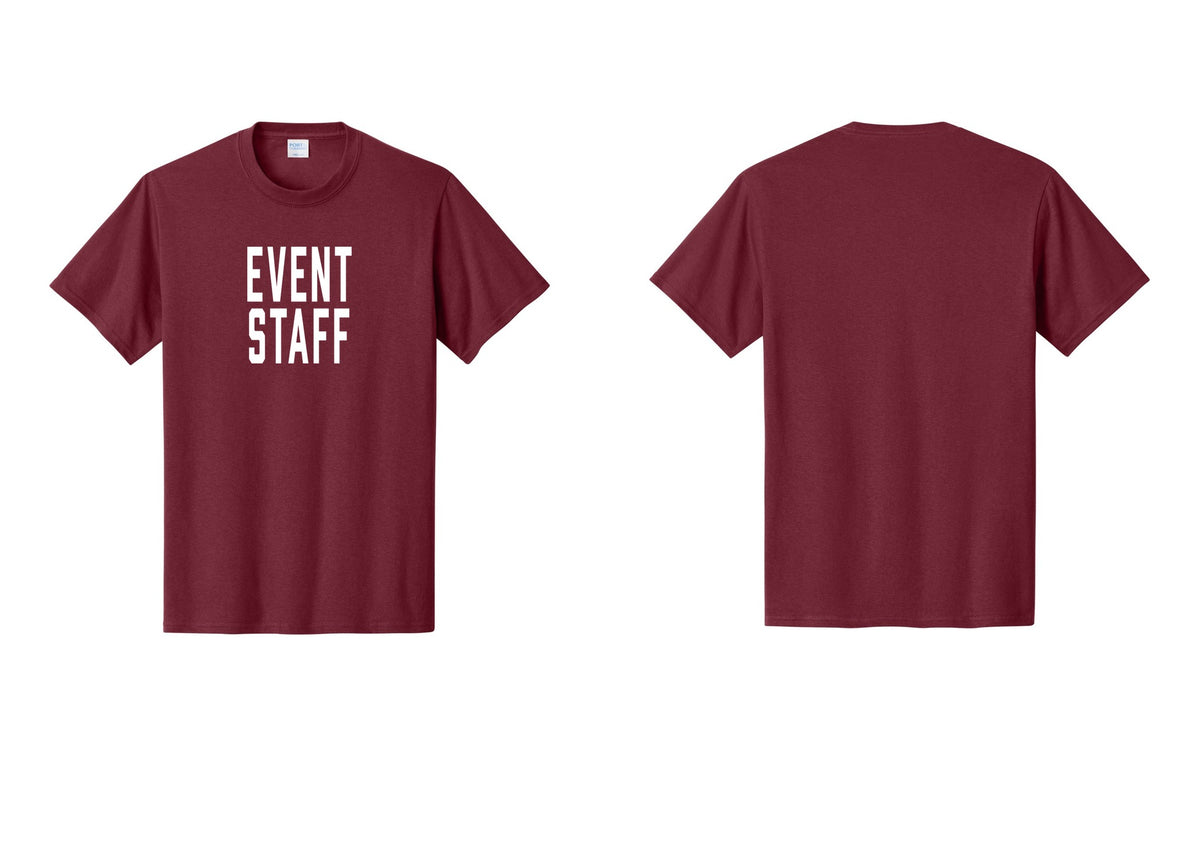 NYC Factory Event Staff T-Shirt, Condensed Lettering - Front Only - Cardinal