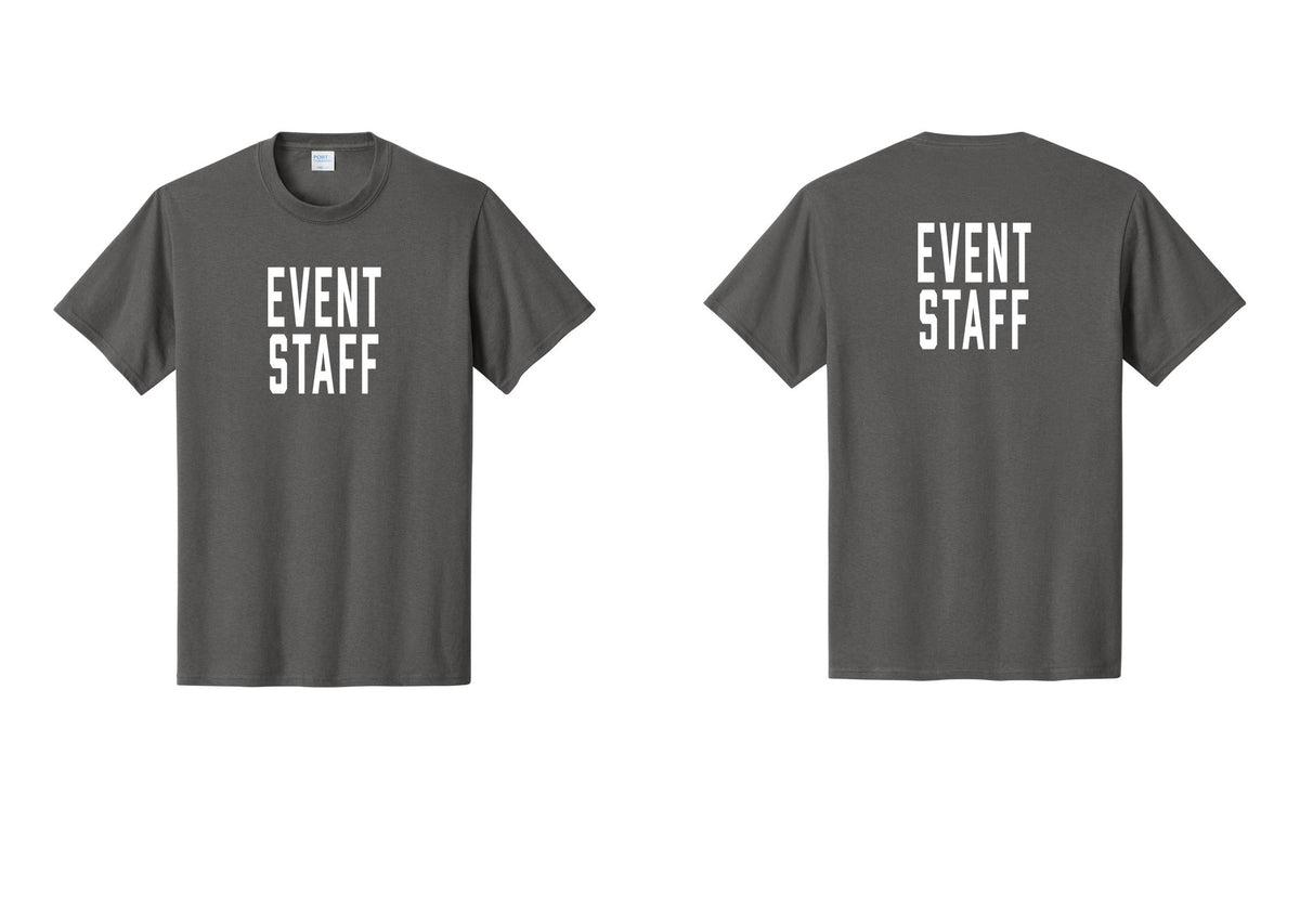 NYC Factory Event Staff T-Shirt, Condensed Lettering - Front + Back - Charcoal
