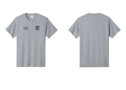 NYC Factory Custom Logo Event Staff T-Shirt, Condensed Lettering - EVENT STAFF + Your Logo - Athletic Heather