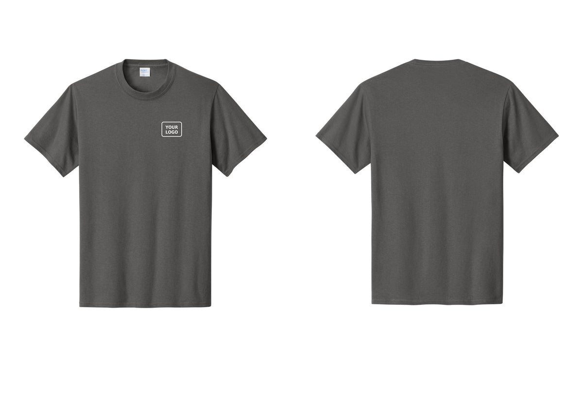 NYC Factory Custom Logo Event Staff T-Shirt, Condensed Lettering - Your Logo Only - Charcoal