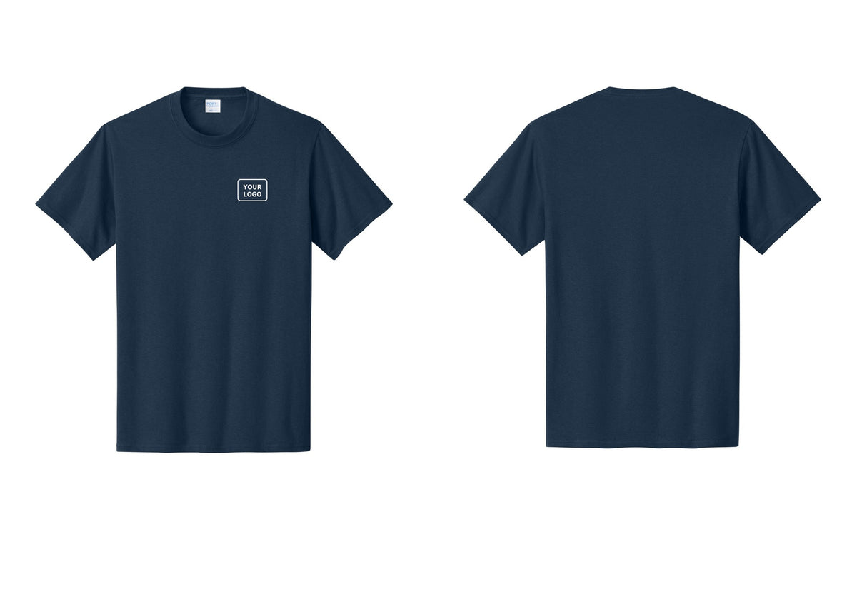 NYC Factory Custom Logo Event Staff T-Shirt, Condensed Lettering - Your Logo Only - Navy