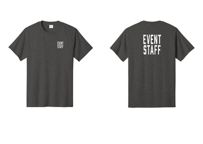 NYC Factory Event Staff T-Shirt, Condensed Lettering - Chest + Back - Dark Heather Grey