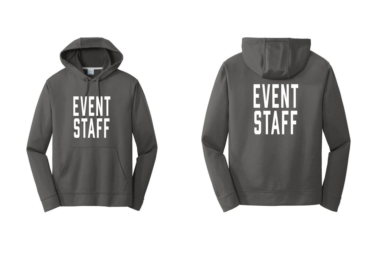 NYC Factory Event Staff Performance Hooded Fleece Pullover Sweatshirt (Classic) - Front + Back - Charcoal