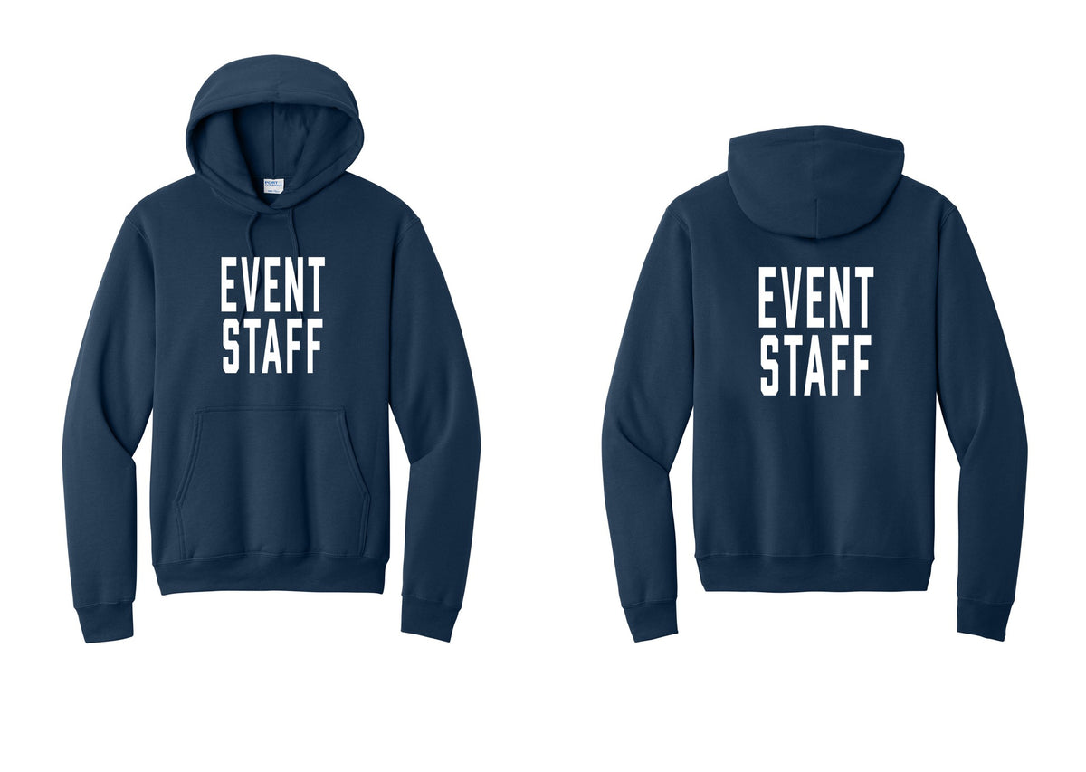 NYC Factory Event Staff Cotton Fleece Pullover Hoodie (Classic) - Front + Back - Navy
