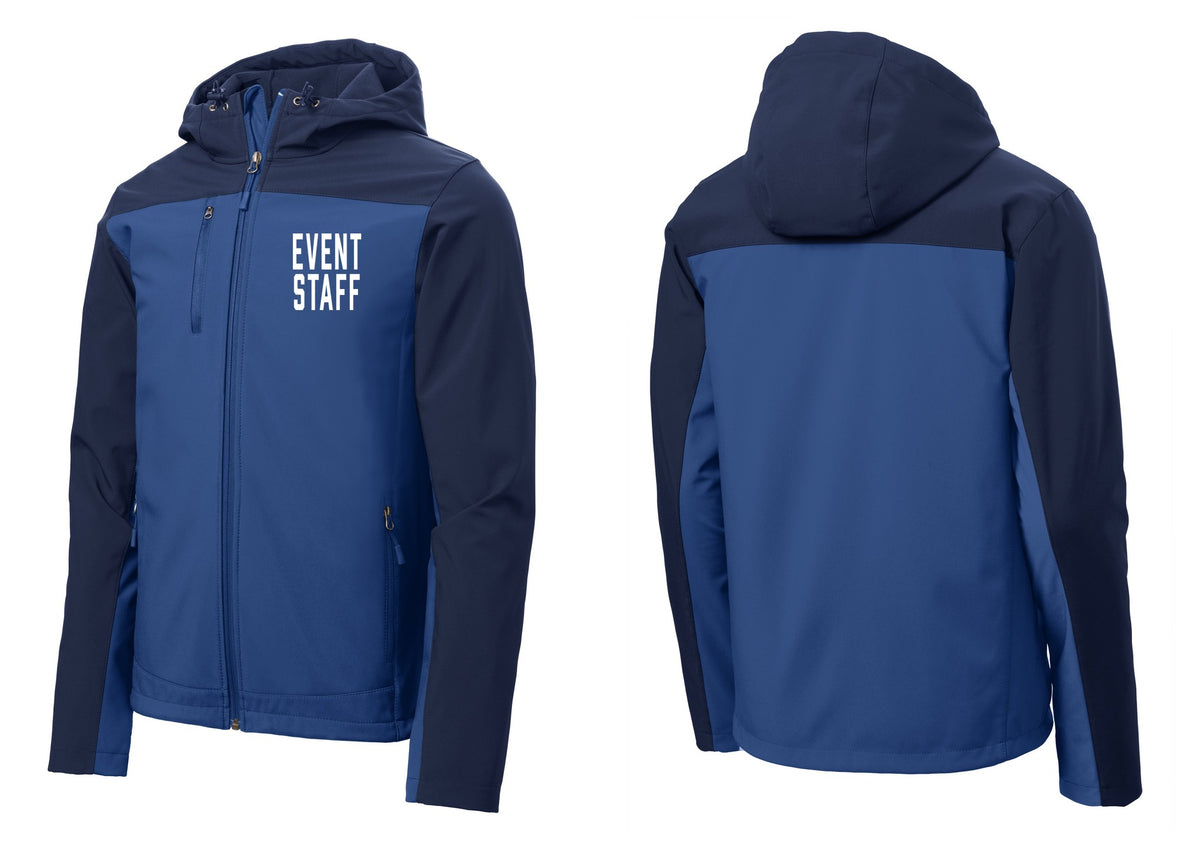 NYC Factory Event Staff Hooded Soft Shell Jacket (Classic) - Chest Only - Night Sky Blue / Dress Blue Navy