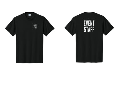 NYC Factory Event Staff T-Shirt, Condensed Lettering - Chest + Back - Black