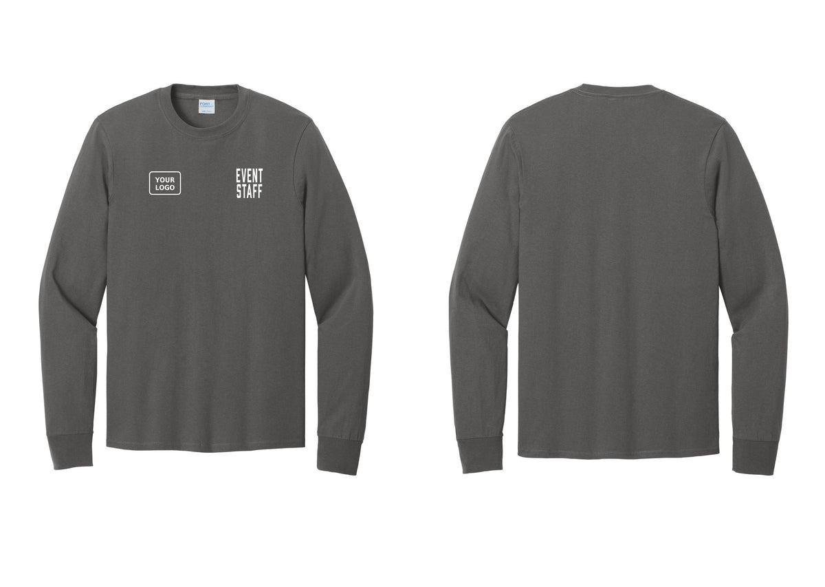 NYC Factory Custom Logo Event Staff Cotton Long Sleeve T-Shirt (Classic) - EVENT STAFF + Your Logo - Charcoal