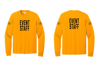 NYC Factory Custom Logo Event Staff Cotton Long Sleeve T-Shirt (Classic) - Front + Back + Your Logo Sleeves - Gold