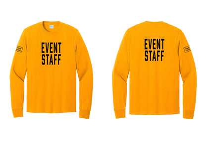 NYC Factory Custom Logo Event Staff Cotton Long Sleeve T-Shirt (Classic) - Front + Back + Your Logo Sleeve - Gold